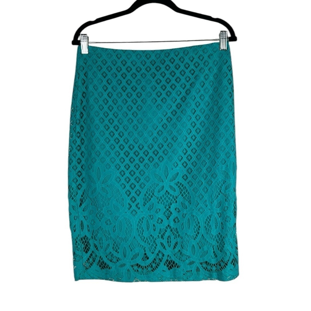 LOFT Ann Taylor Turquoise Lace Spring Classic Pencil Skirt Size 10‎